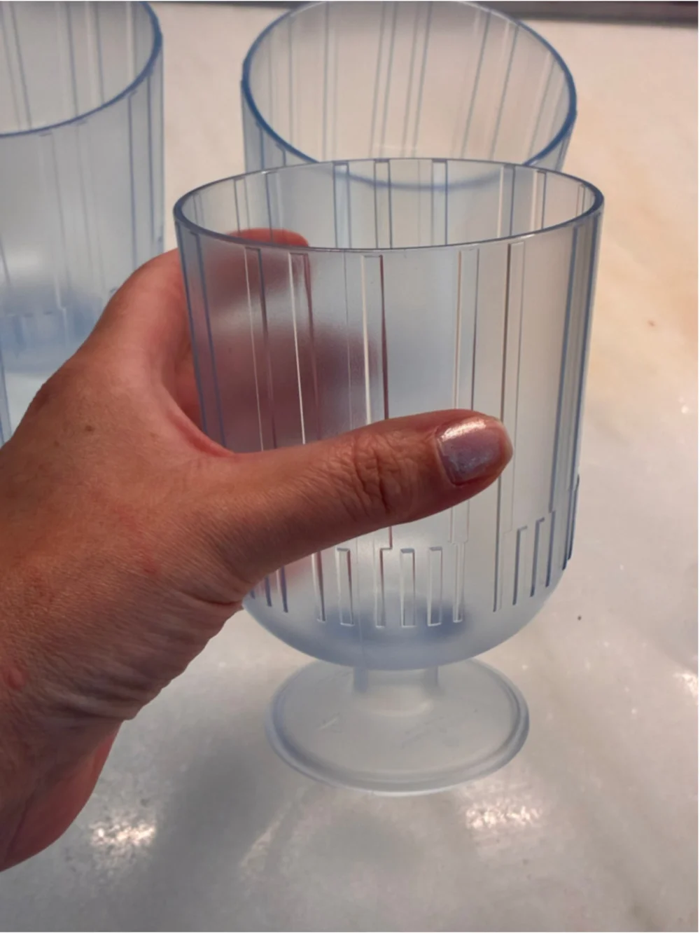 Hearth & Hand with Magnolia Blue Ribbed Tritan Drinkware Set of 4 plastic